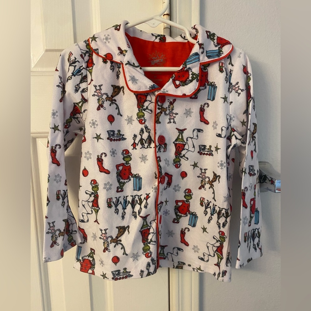 Grinch Kids Pajamas with Red Accents